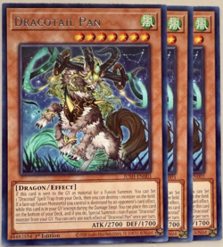 Yugioh! - 3X Dracotail Pan - JUSH-EN003 - Rare - Play Set - 1'st Ed. - NM/M - Image 1
