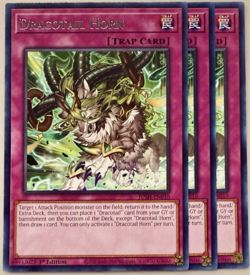 Yugioh! - 3X Dracotail Horn - JUSH-EN010 - Rare - Play Set - 1'st Ed. - NM/M - Image 1