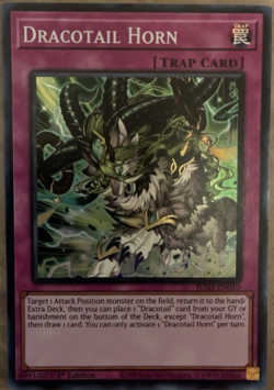 Yugioh! - Dracotail Horn - JUSH-EN010 - Super Rare - 1'st Ed. - NM/M - Image 1