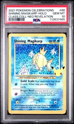 Shining Magikarp PSA 10 Celebrations Classic Collection Pokemon Card 66/64 2021 - Image 1
