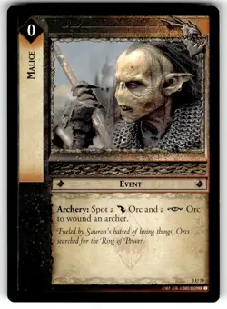 LOTR Lord of the Rings Realms of the Elf Lords Card #3U79 Malice - Image 1