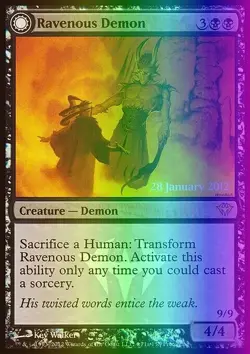 MTG Magic the Gathering Ravenous Demon (71/7) Dark Ascension Promos LP FOIL - Image 1