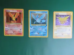 Pokemon Fossil Legendary Birds, Moltres 12/62, Articuno 3/62, & Zapdos 15/62 MP - Image 1