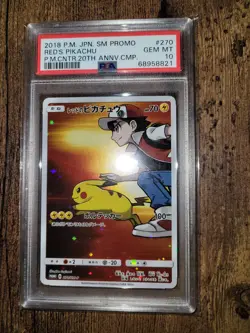 PSA 10 Red's Pikachu 270/SM-P Promo Pokemon Center Anniversary Japanese 2018 - Image 1
