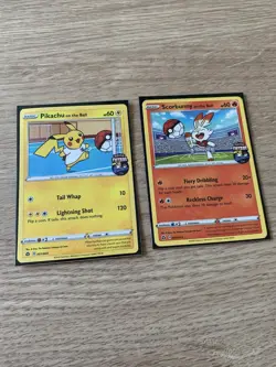 Pokemon On The Ball Set Of 2 - Pikachu And Scorbunny Promo Cards - Image 1