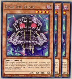 Yugioh! - 3X Edge Imp Chain JUSH-EN012 - Rare - Play Set - 1'st Ed. - NM/M - Image 1