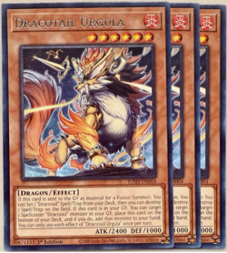 Yugioh! - 3X Dracotail Urgula -JUSH-EN004 - Rare - Play Set - 1'st Ed. - NM/M - Image 1