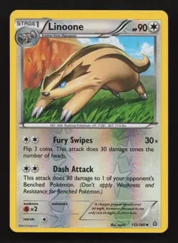 112/160 Linoone Reverse Holo XY Primal Clash Pokemon TCG Card 2015 - Image 1