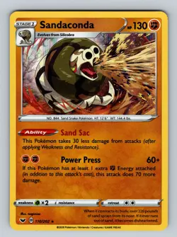 Pokemon SWSH01: Sword & Shield Base Set #110/202 Sandaconda (110) Holo Rare - Image 1