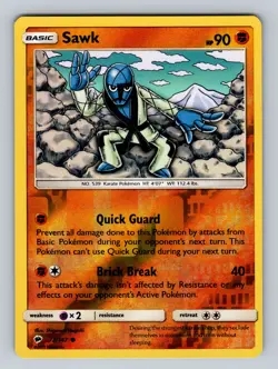 Pokemon SM - Burning Shadows #72/147 Sawk Reverse Holo - Image 1