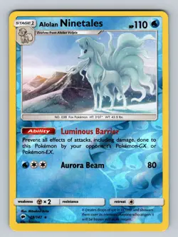 Pokemon SM - Burning Shadows #28/147 Alolan Ninetales Rare,Reverse Holo - Image 1