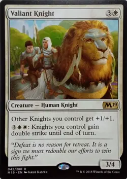 042/280 VALIANT KNIGHT RARE CORE SET 2019 MTG CARD - Image 1