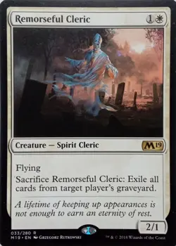 033/280 REMORSEFUL CLERIC RARE CORE SET 2019 MTG CARD - Image 1