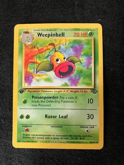 First Edition Weepinbell 70 HP Pokemon Jungle TCG Card 48/64 - Image 1