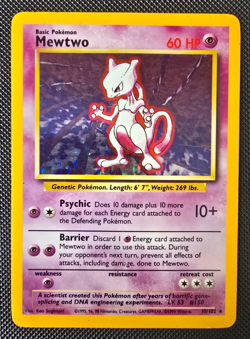 Pokemon WOTC Card - Mewtwo - Base Set - Holo Rare - 10/102 - MP-HP - Image 1