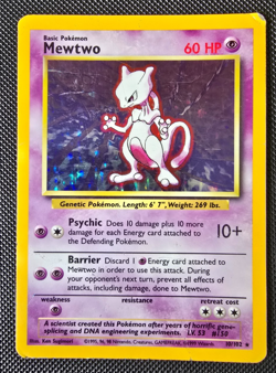Pokemon WOTC Card - Mewtwo - Base Set - Holo Rare - 10/102 - MP-HP - Image 5