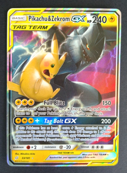 Pikachu & Zekrom GX 33/181 Team Up Pokemon Tag Team Ultra Rare Holo Near Mint - Image 1