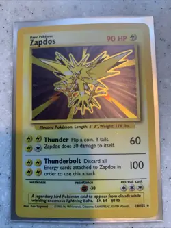 Pokemon TCG: Zapdos 016/102 Base Set Holo Vintage WOTC - Image 1