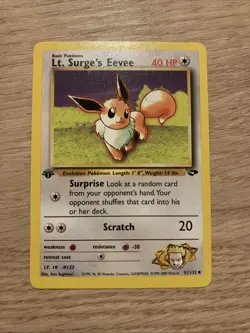 Lt. Surge's Eevee 51/132 Gym Challenge-1st Edition Pokemon Card Vintage Wotc - Image 2
