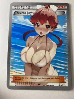 Nurse Joy Trading Card - Sexy Adult Anime Waifu Custom Made Trainer | PARODY - Image 1