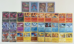 Moltres Zapdos Articuno 34 Card Pokemon Lot: Full Art, V, EX, Vintage Holos, NM - Image 1