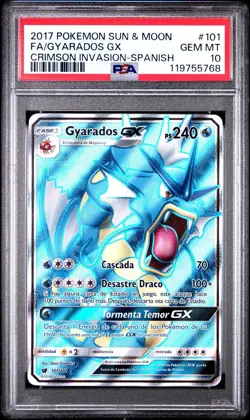 SPANISH PSA 10 Gyarados GX 101/111 Full Art Crimson Invasion Pokemon Card POP 1! - Image 1