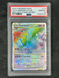 POKEMON 2022 Brilliant Stars Secret Full Art CHARIZARD Vstar #174 PSA 10 - Image 1
