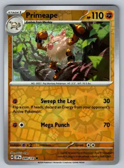 Pokemon Near Mint Surging Sparks Reverse Holo Primeape 099/191 - Image 1