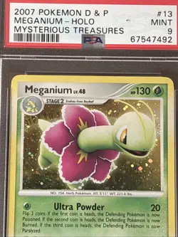 2007 Pokemon D & P Mysterious Treasures Meganium Holo PSA 9 - Image 3
