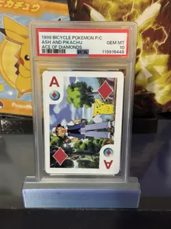 1999 Bicycle Pokemon P/c Ash And Pikachu Ace Of Diamonds Psa 10 Pop 16 LOW POP - Image 1