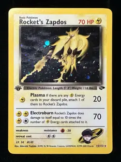 Pokemon - Rocket's Zapdos Holo - Gym Challenge 15/132 Rare - LP/NM - Image 1
