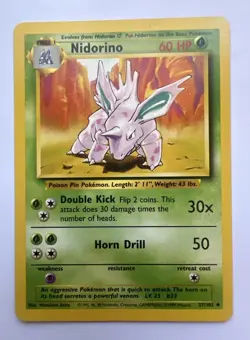 NIDORINO - Base Set - 37/102 - Uncommon - Pokemon Card - Unlimited Edition - NM - Image 1