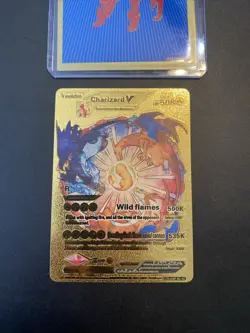 RARE MISPRINT ERROR Pokemon TCG Charizard V Pokemon Gold Foil Fan Pokemon Card - Image 1