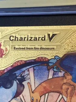 RARE MISPRINT ERROR Pokemon TCG Charizard V Pokemon Gold Foil Fan Pokemon Card - Image 3