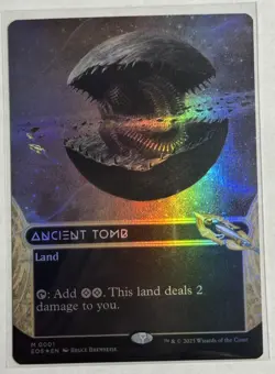 MTG Ancient Tomb 0001 FOIL Borderless Edge of Eternities: Stellar Sights NM Land - Image 1