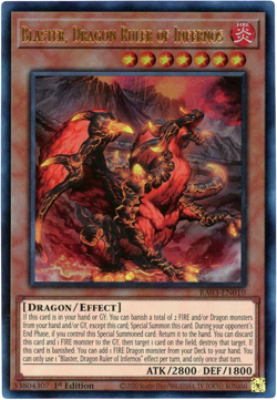 Yugioh! Blaster, Dragon Ruler of Infernos RA03-EN010 Prismatic Ultimate Rare NM - Image 1