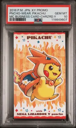 PSA 10 Poncho Pikachu Charizard Y Mega Campaign Business Card Japanese Pokemon - Image 1