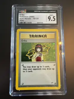 CGC 9.5 MINT + Erika 2000 Gym Heroes 16/132 Holo Pokemon Card psa - Image 1