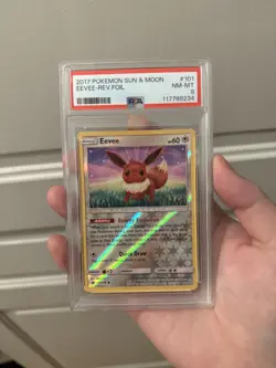 PSA 8 NM-MT Eevee Sun & Moon Reverse Holo Pokemon Card #101 - Image 1