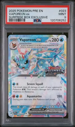 Pokemon TCG Vaporeon EX Surprise Box Promo Card 023/131 PSA 9 - Image 1