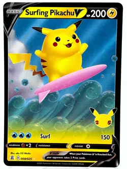 Pikachu V 008/025 SWSH Celebrations Holo Ultra Rare Pokemon TCG Card NM/M - Image 1