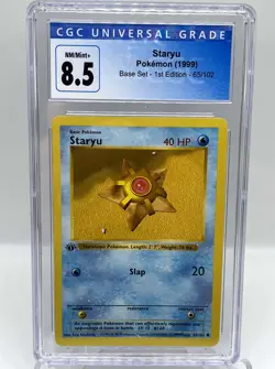 Staryu 65/102 Base Set 1st Ed Shadowless Vintage Pokemon Card CGC 8.5 NM/M+ - Image 1