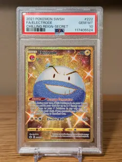 PSA 10 Electrode 222/198 Chilling Reign 2021 Gold Secret Rare SWSH Pokemon Card - Image 1