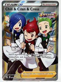 Chili & Cilan & Cress 258/264 Fusion Strike Holo Full Art Pokemon TCG Card NM/M - Image 1