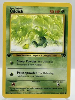 Oddish 63/82 Team Rocket 1st Ed Non Holo WotC 2000 Vintage Pokemon TCG Card - Image 1