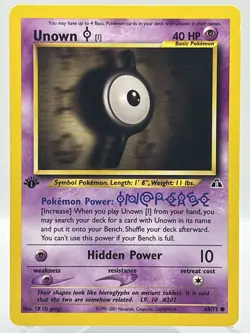 Unown [I] 68/75 Neo Discovery 1st Ed Non Holo WotC 2000 Vintage Pokemon TCG Card - Image 1