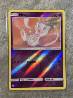 Mew 32/68 Pokemon TCG Sun Moon Hidden Fates Reverse Holo Rare (Light Play) - Image 1