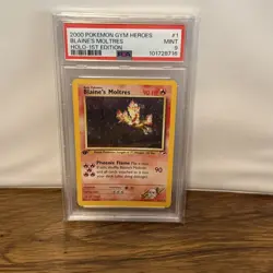 Pokemon Blaine's Moltres Gym Heroes 1st Edition Holo Rare #1 PSA 9 Mint - Image 1