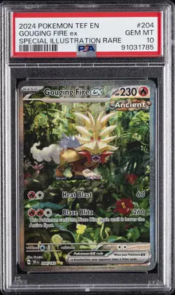 2024 POKEMON TEF EN-TEMPORAL FORCES #204 GOUGING FIRE EX PSA 10 - Image 1