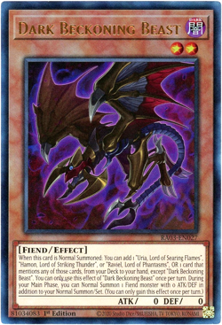 Yugioh! Dark Beckoning Beast RA03-EN027 - Prismatic Ultimate Rare NM/M - Image 1